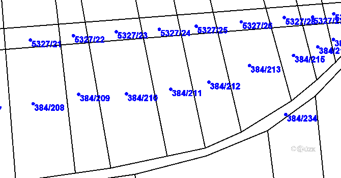 Parcela st. 384/211 v KÚ Kněždub, Katastrální mapa