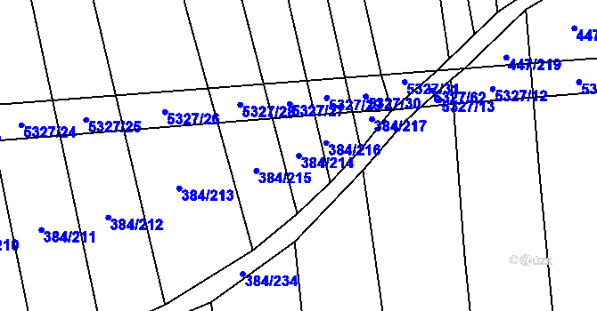 Parcela st. 384/214 v KÚ Kněždub, Katastrální mapa