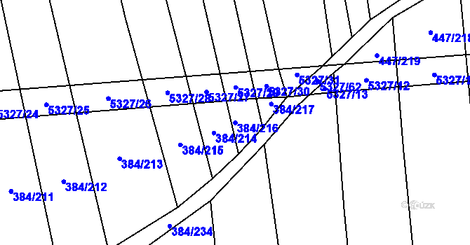 Parcela st. 384/216 v KÚ Kněždub, Katastrální mapa