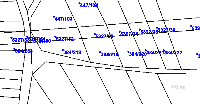 Parcela st. 384/219 v KÚ Kněždub, Katastrální mapa
