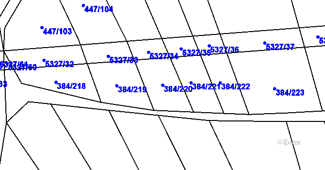 Parcela st. 384/220 v KÚ Kněždub, Katastrální mapa