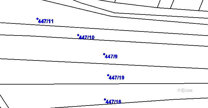 Parcela st. 447/9 v KÚ Kněždub, Katastrální mapa