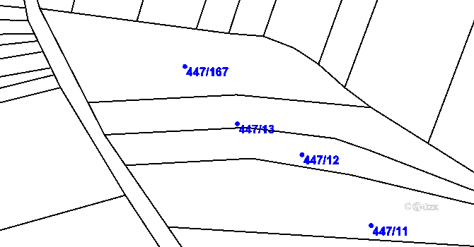 Parcela st. 447/13 v KÚ Kněždub, Katastrální mapa