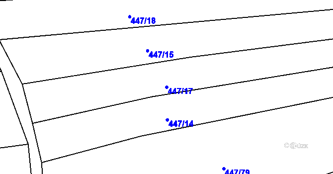 Parcela st. 447/17 v KÚ Kněždub, Katastrální mapa