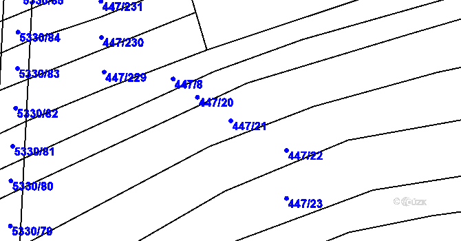 Parcela st. 447/21 v KÚ Kněždub, Katastrální mapa