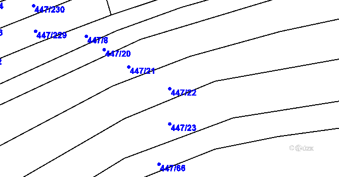 Parcela st. 447/22 v KÚ Kněždub, Katastrální mapa