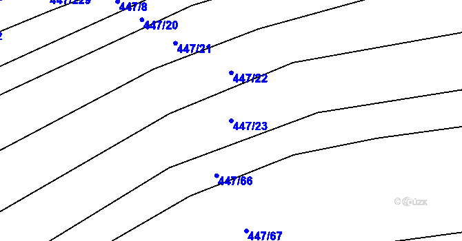 Parcela st. 447/23 v KÚ Kněždub, Katastrální mapa