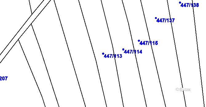 Parcela st. 447/113 v KÚ Kněždub, Katastrální mapa
