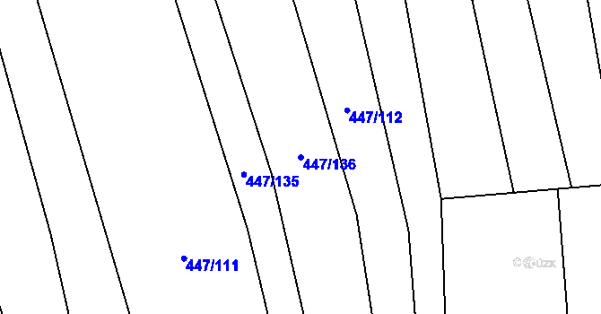 Parcela st. 447/136 v KÚ Kněždub, Katastrální mapa