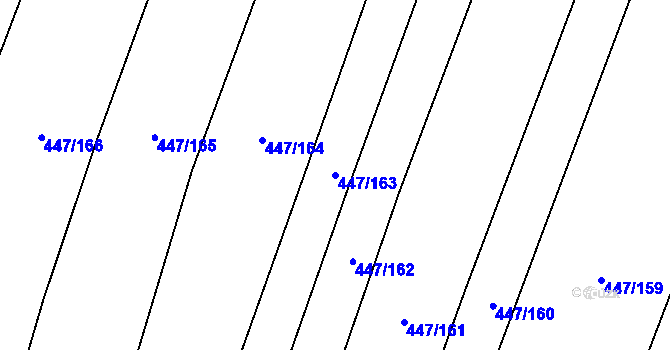 Parcela st. 447/163 v KÚ Kněždub, Katastrální mapa