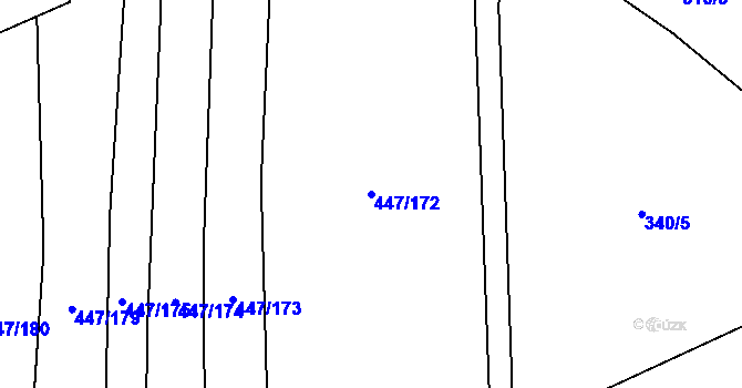 Parcela st. 447/172 v KÚ Kněždub, Katastrální mapa
