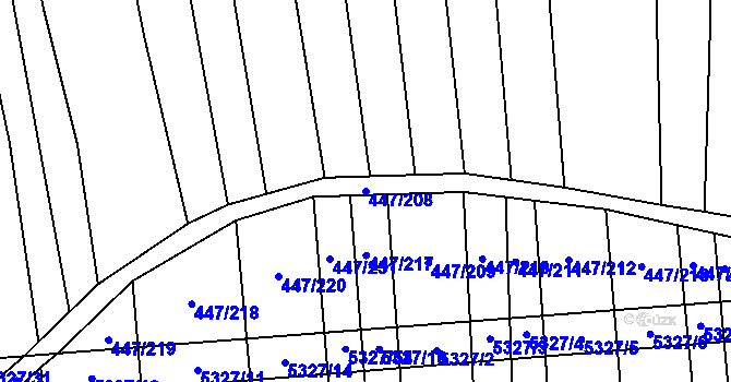Parcela st. 447/208 v KÚ Kněždub, Katastrální mapa