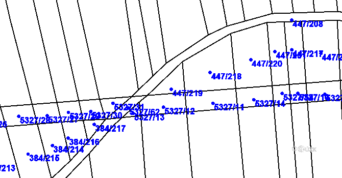 Parcela st. 447/219 v KÚ Kněždub, Katastrální mapa