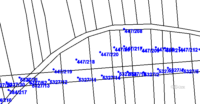 Parcela st. 447/220 v KÚ Kněždub, Katastrální mapa