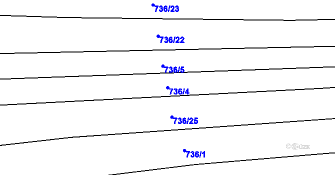 Parcela st. 736/4 v KÚ Kněždub, Katastrální mapa