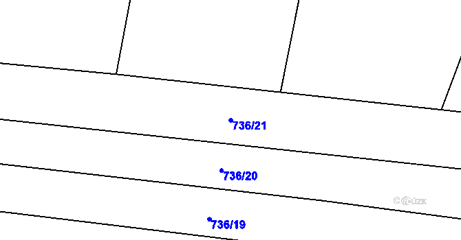 Parcela st. 736/21 v KÚ Kněždub, Katastrální mapa