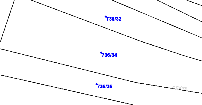 Parcela st. 736/34 v KÚ Kněždub, Katastrální mapa