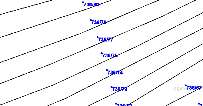 Parcela st. 736/75 v KÚ Kněždub, Katastrální mapa
