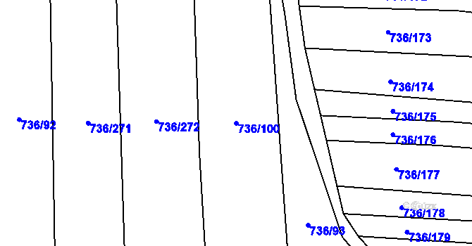 Parcela st. 736/100 v KÚ Kněždub, Katastrální mapa