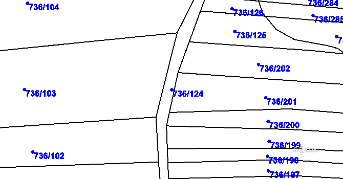Parcela st. 736/124 v KÚ Kněždub, Katastrální mapa