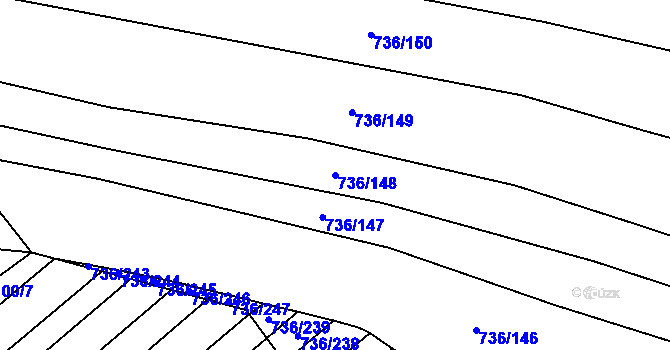 Parcela st. 736/148 v KÚ Kněždub, Katastrální mapa