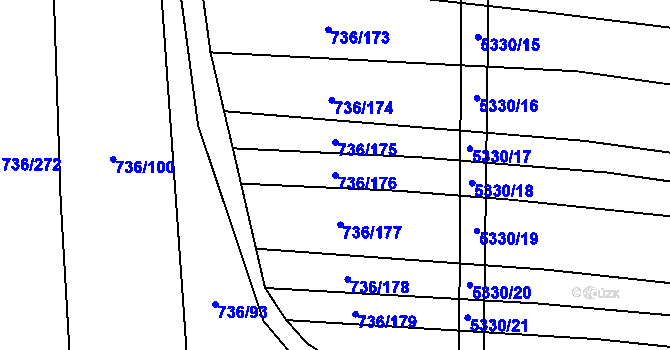 Parcela st. 736/176 v KÚ Kněždub, Katastrální mapa