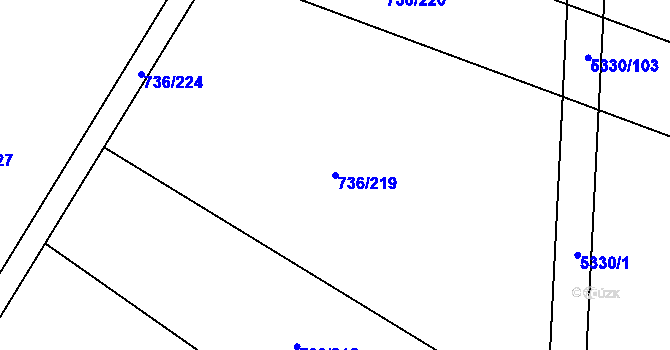 Parcela st. 736/219 v KÚ Kněždub, Katastrální mapa