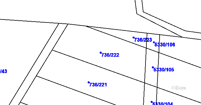 Parcela st. 736/222 v KÚ Kněždub, Katastrální mapa