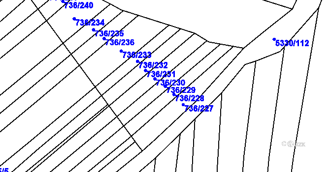 Parcela st. 736/229 v KÚ Kněždub, Katastrální mapa