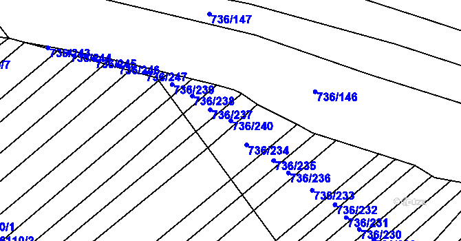 Parcela st. 736/240 v KÚ Kněždub, Katastrální mapa