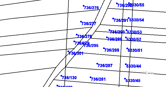 Parcela st. 736/295 v KÚ Kněždub, Katastrální mapa