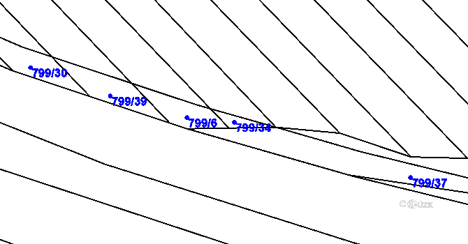 Parcela st. 799/34 v KÚ Kněždub, Katastrální mapa