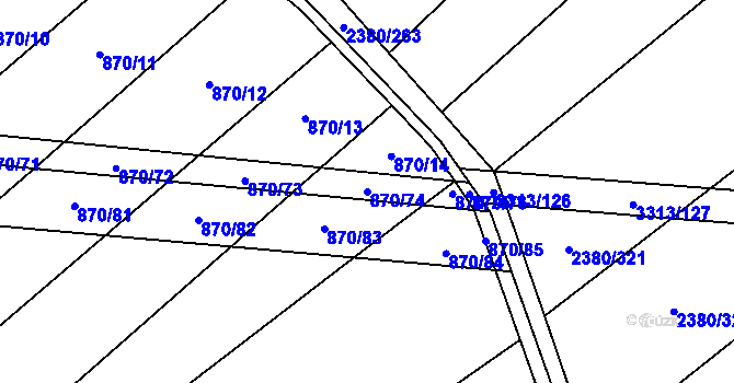 Parcela st. 870/74 v KÚ Kněždub, Katastrální mapa