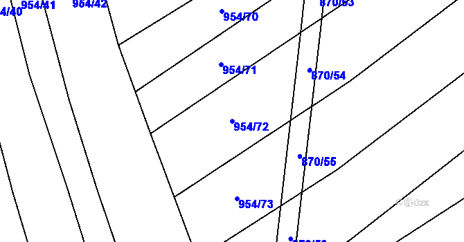 Parcela st. 954/72 v KÚ Kněždub, Katastrální mapa
