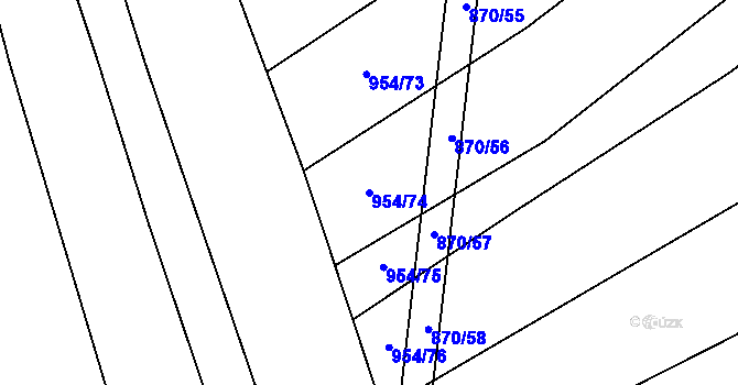 Parcela st. 954/74 v KÚ Kněždub, Katastrální mapa