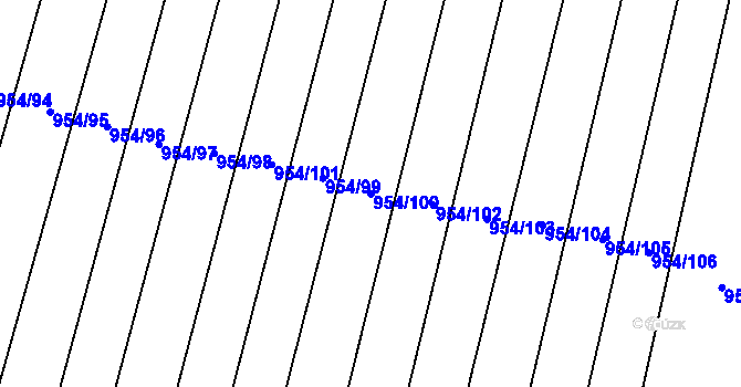 Parcela st. 954/100 v KÚ Kněždub, Katastrální mapa