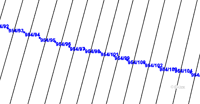 Parcela st. 954/101 v KÚ Kněždub, Katastrální mapa