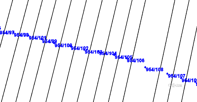Parcela st. 954/104 v KÚ Kněždub, Katastrální mapa
