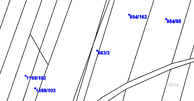 Parcela st. 983/3 v KÚ Kněždub, Katastrální mapa