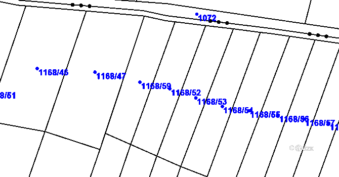 Parcela st. 1168/52 v KÚ Kněždub, Katastrální mapa