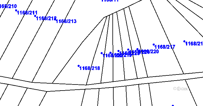 Parcela st. 1168/222 v KÚ Kněždub, Katastrální mapa