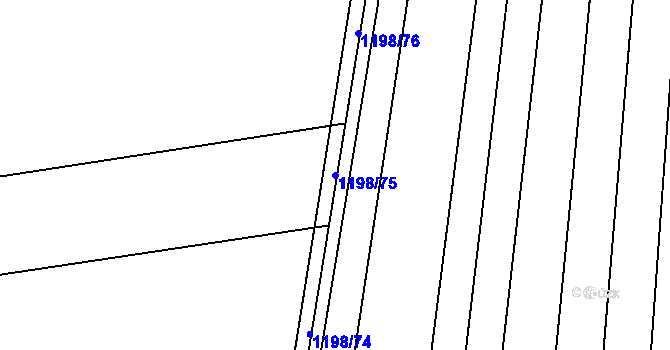 Parcela st. 1198/75 v KÚ Kněždub, Katastrální mapa