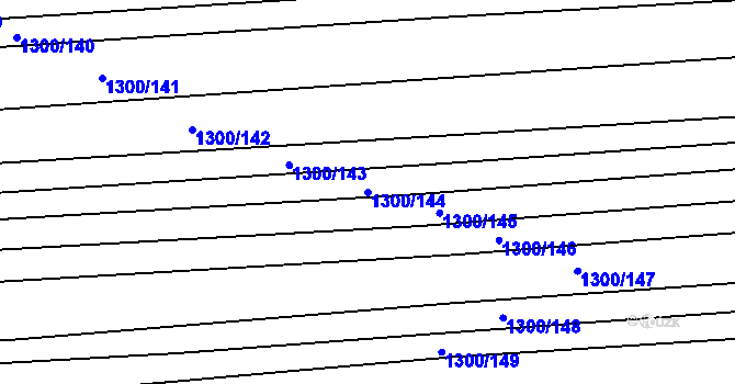 Parcela st. 1300/144 v KÚ Kněždub, Katastrální mapa