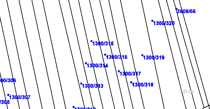 Parcela st. 1300/316 v KÚ Kněždub, Katastrální mapa