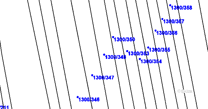 Parcela st. 1300/348 v KÚ Kněždub, Katastrální mapa