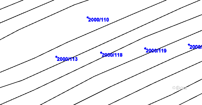 Parcela st. 2000/118 v KÚ Kněždub, Katastrální mapa