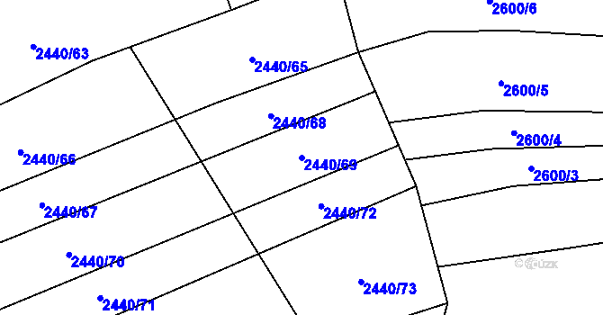Parcela st. 2440/69 v KÚ Kněždub, Katastrální mapa