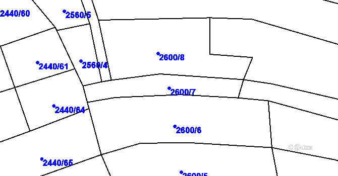 Parcela st. 2600/7 v KÚ Kněždub, Katastrální mapa
