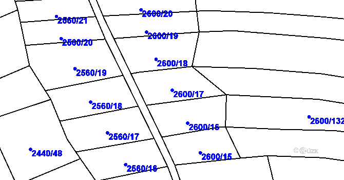 Parcela st. 2600/17 v KÚ Kněždub, Katastrální mapa