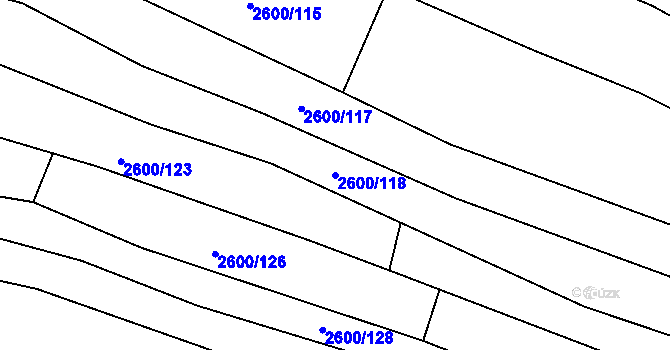 Parcela st. 2600/118 v KÚ Kněždub, Katastrální mapa